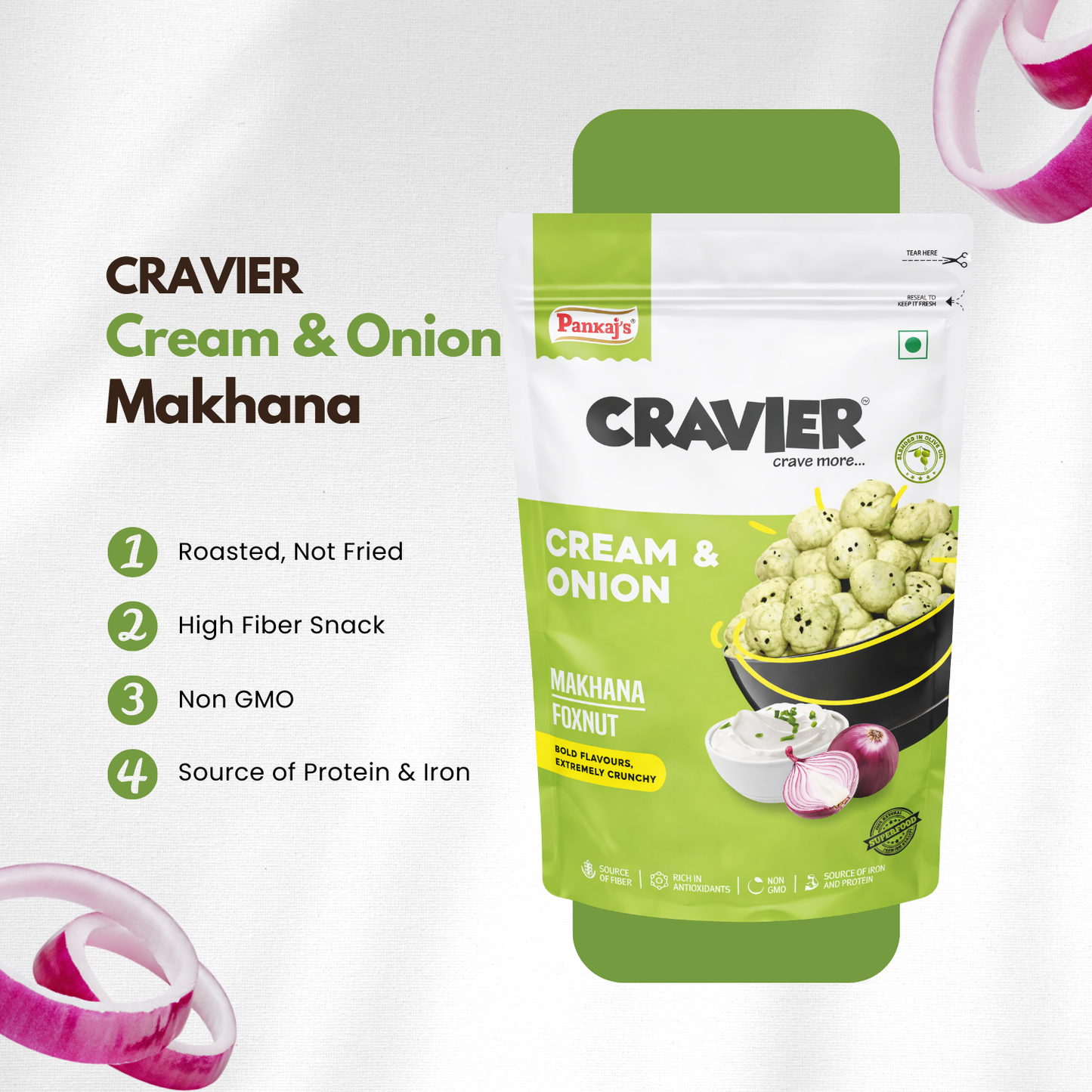 Cream and Onion Flavor Roasted Makhana