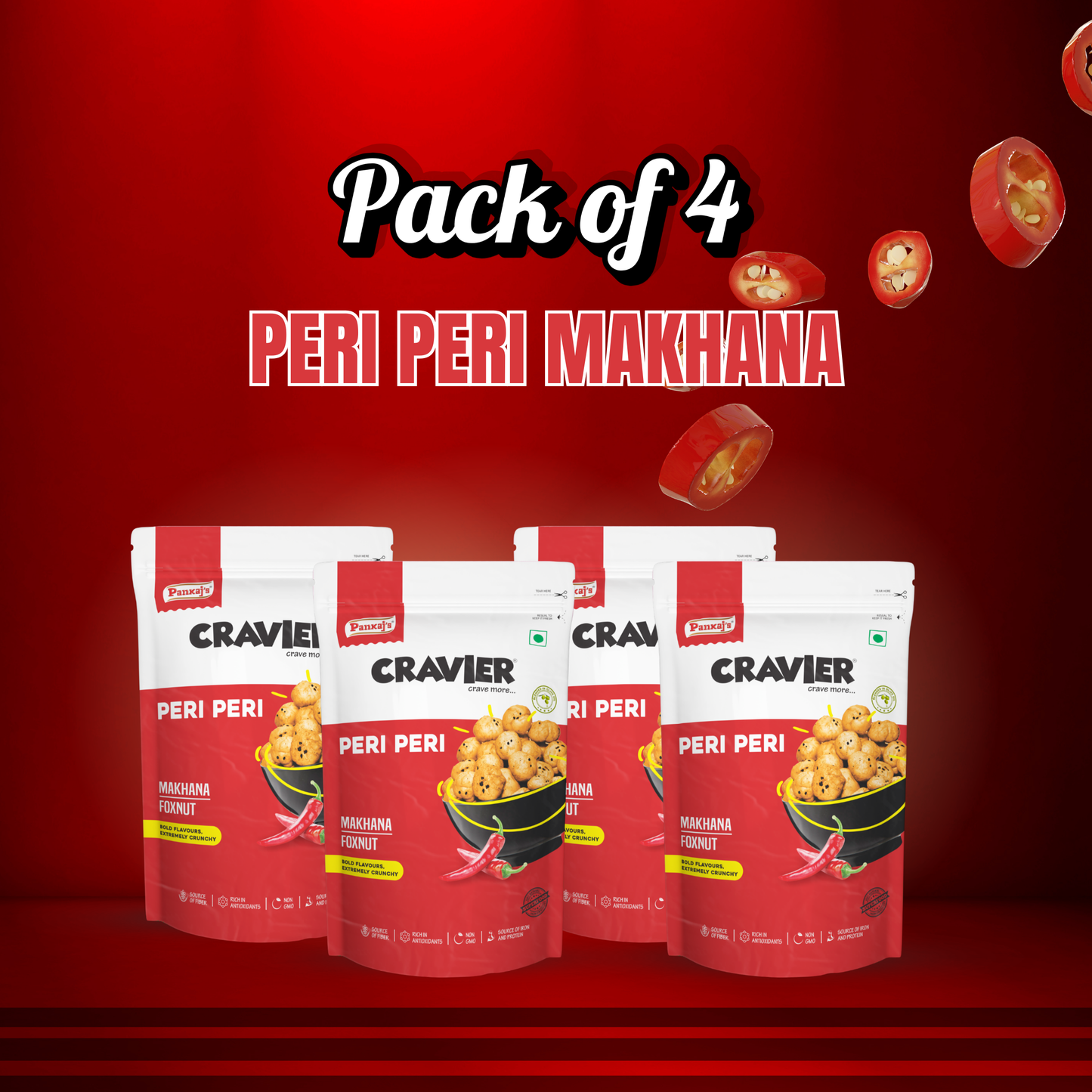 Peri Peri Roasted Makhana - Pack of 4